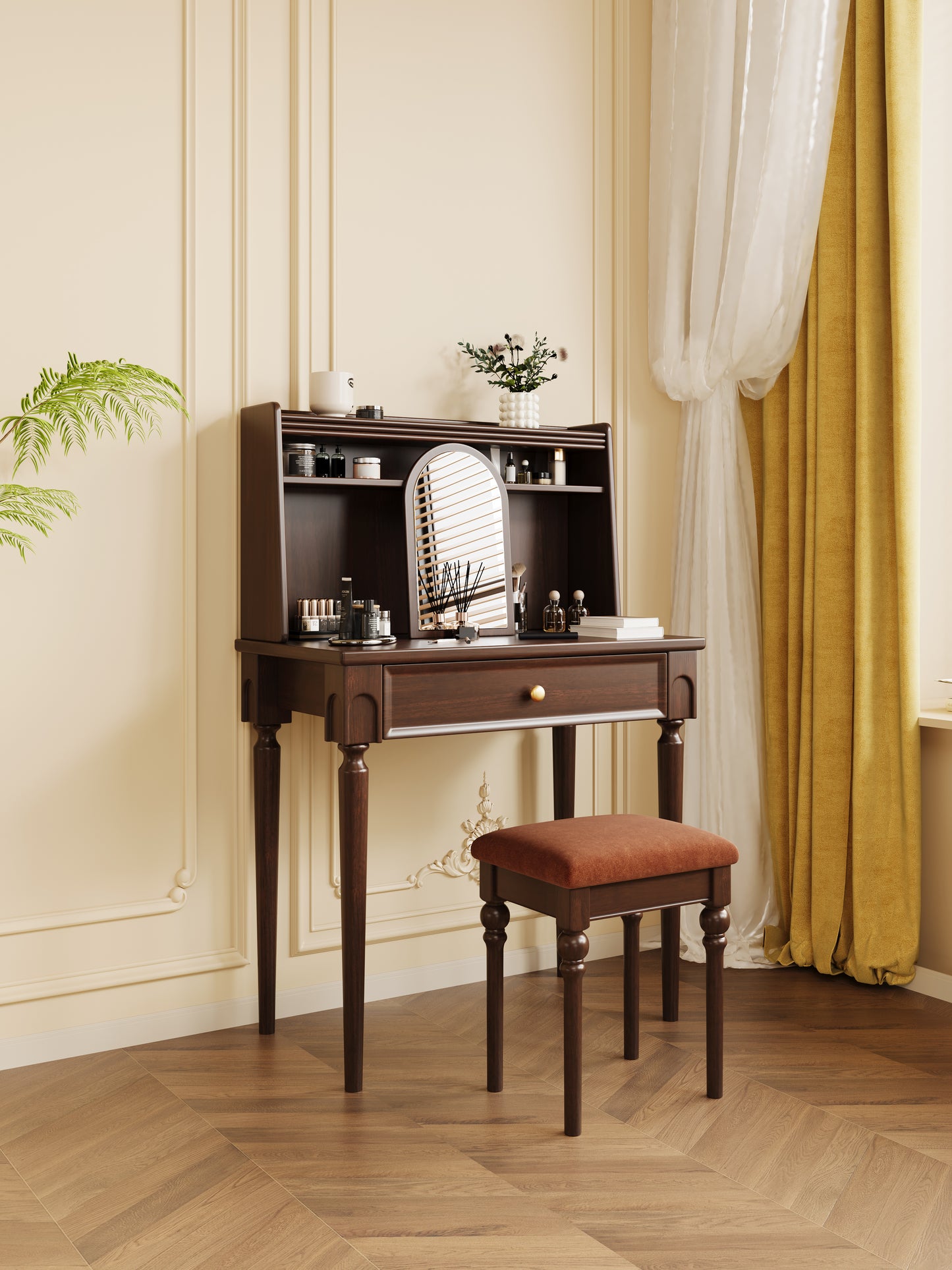 Mid-Century Modern Tall Leg Solid Wood Vanity