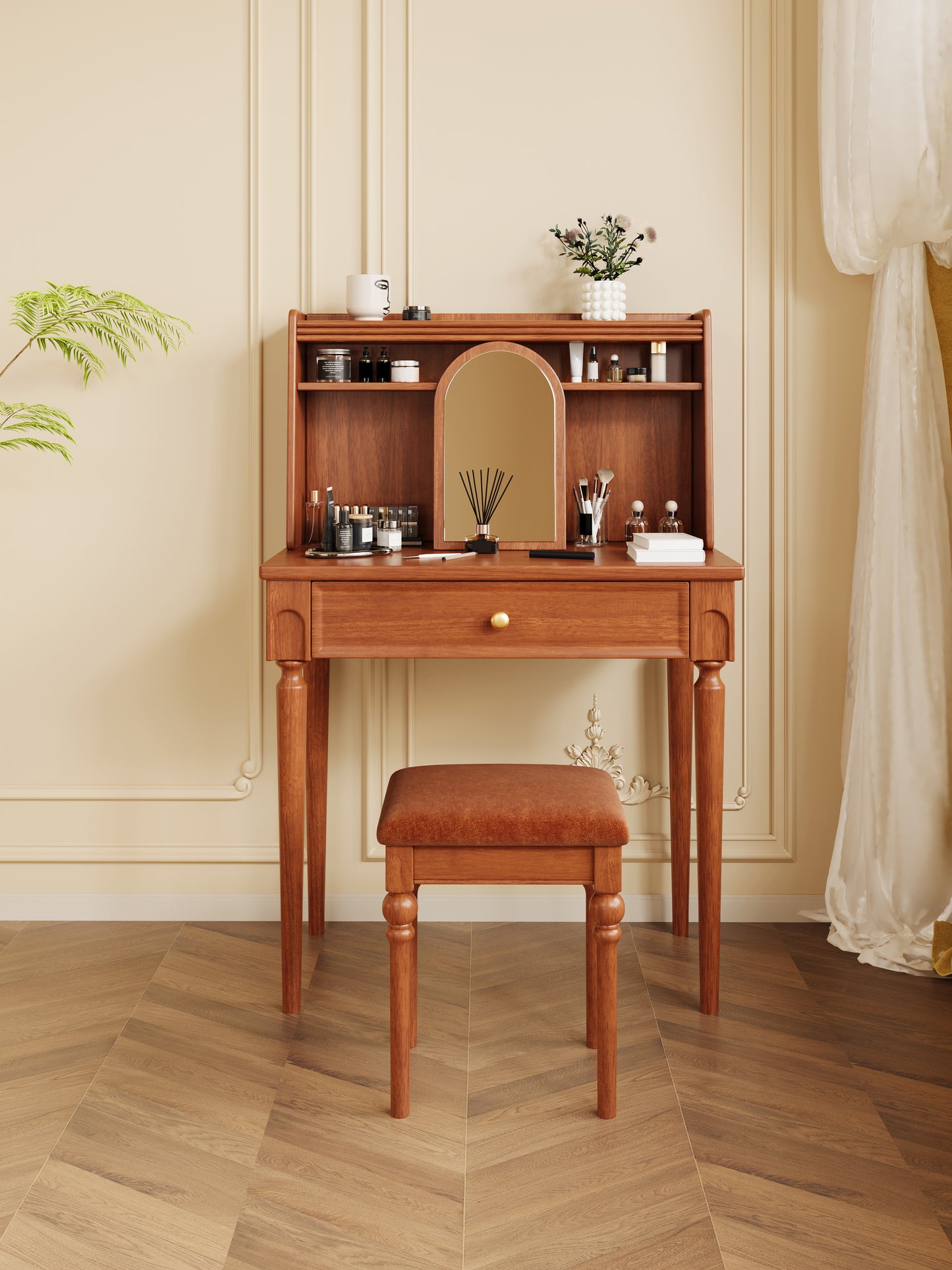Mid-Century Modern Tall Leg Solid Wood Vanity