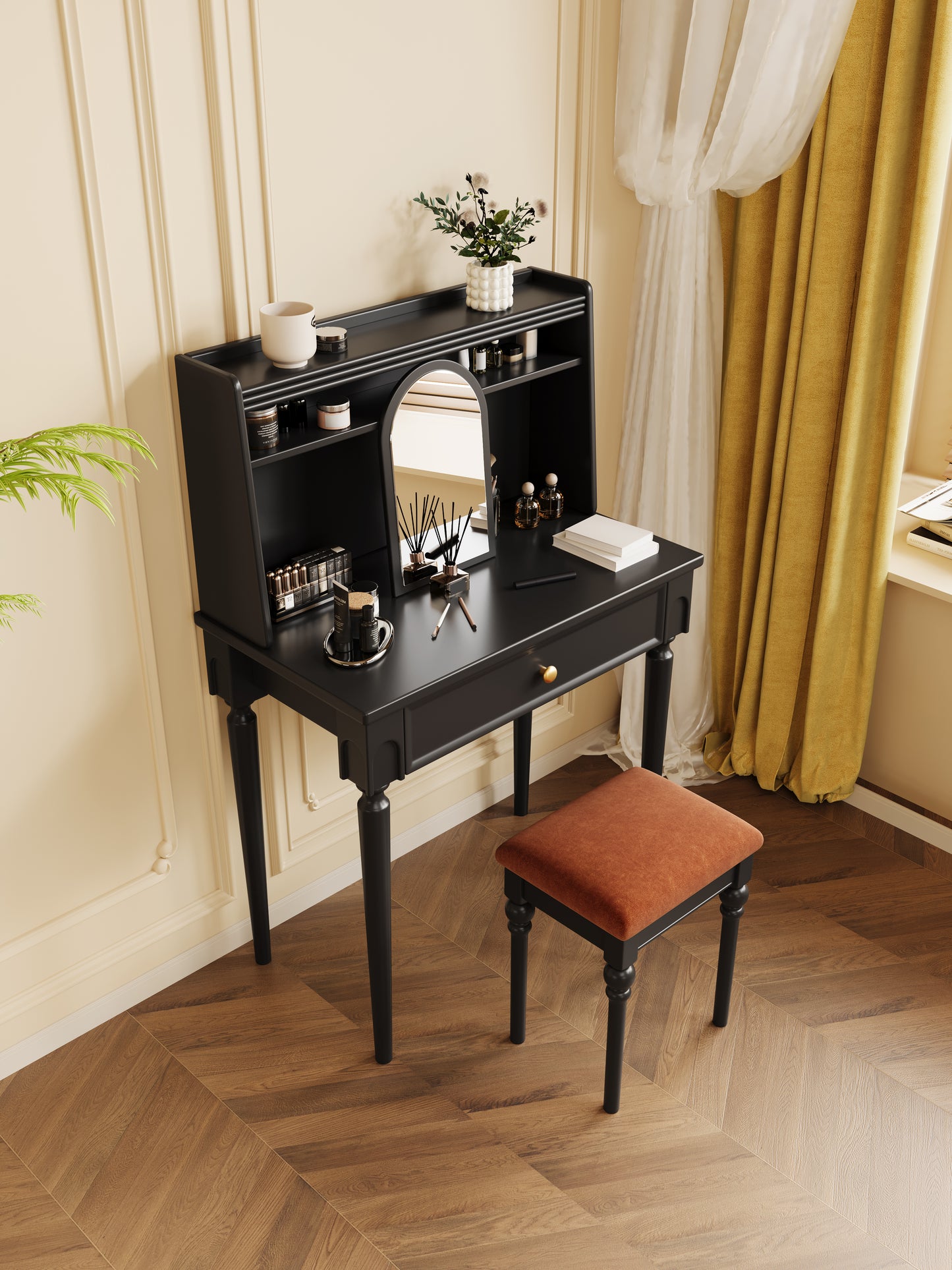 Mid-Century Modern Tall Leg Solid Wood Vanity