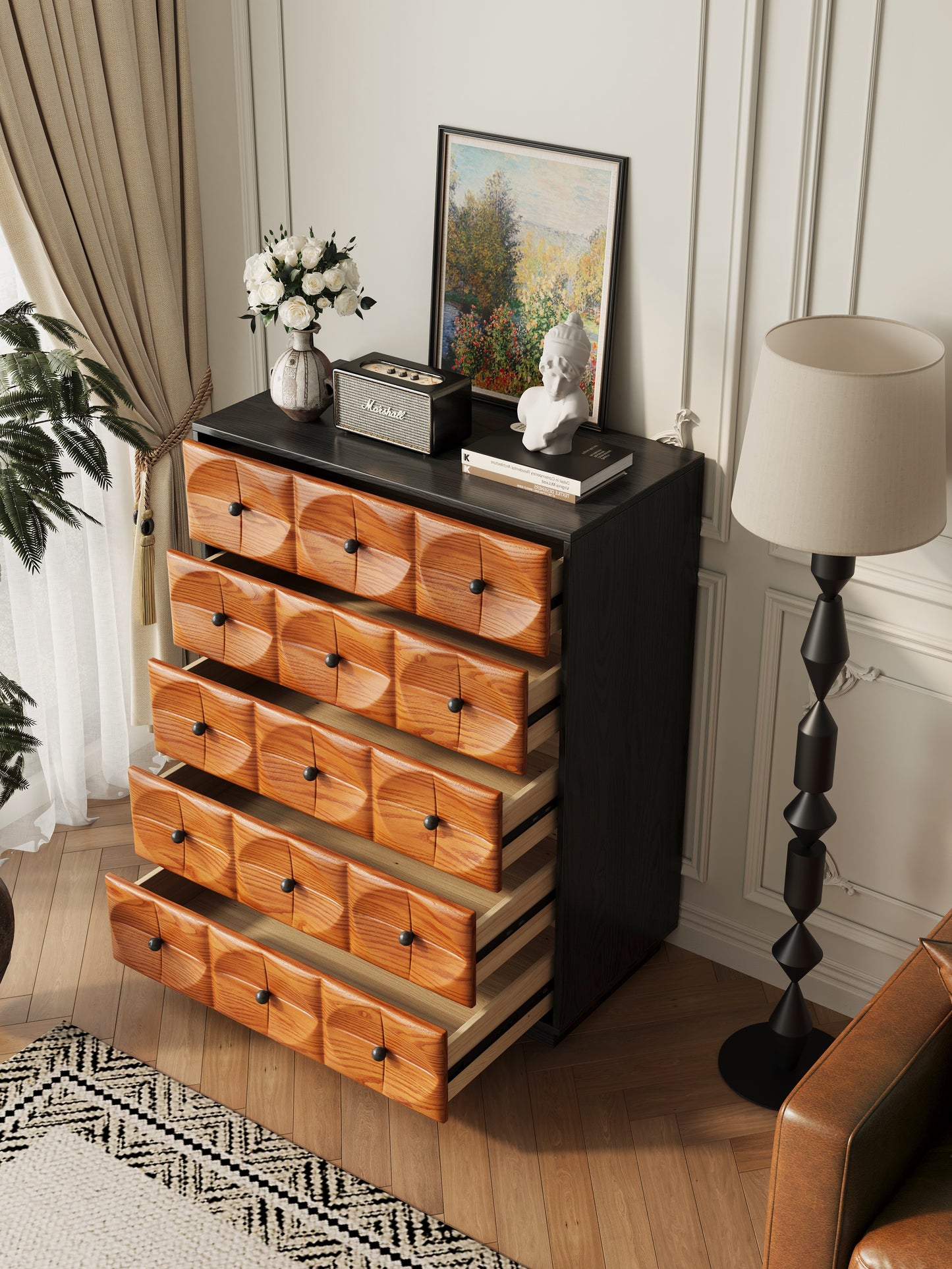 Mid-Century Modern 5-Tier Storage Cabinet